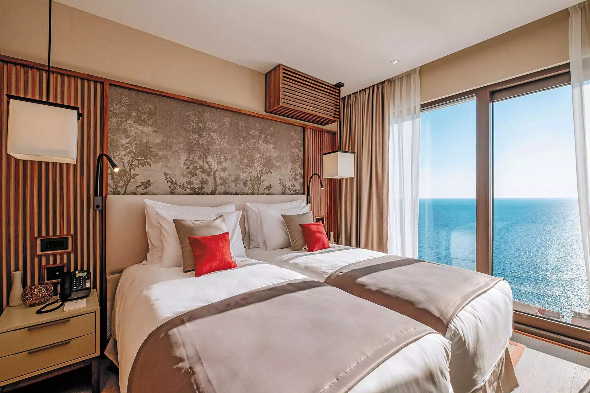 A Montenegro villa bedroom overlooking the Adriatic Sea