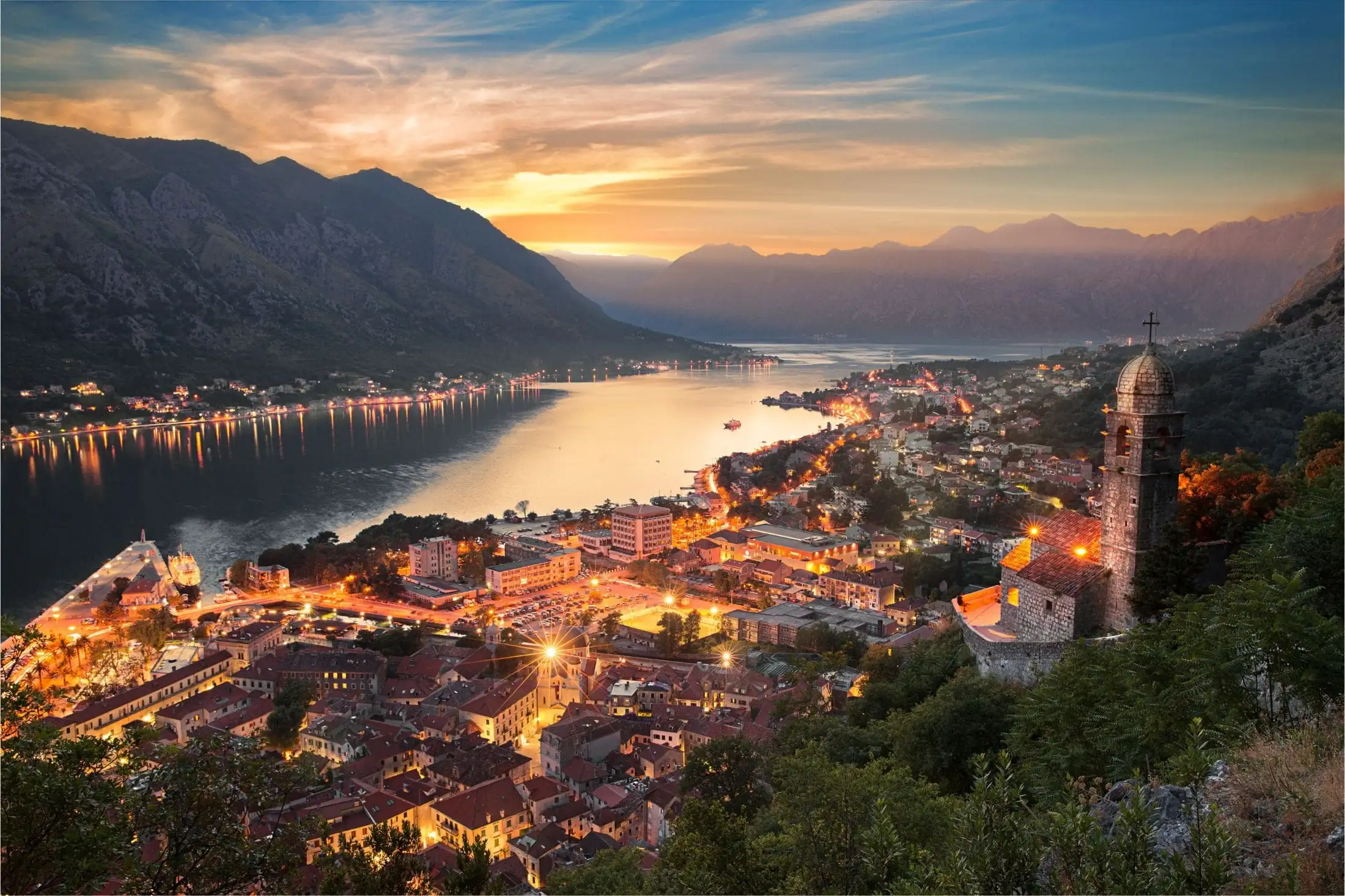 A photo of Kotor in the evening
