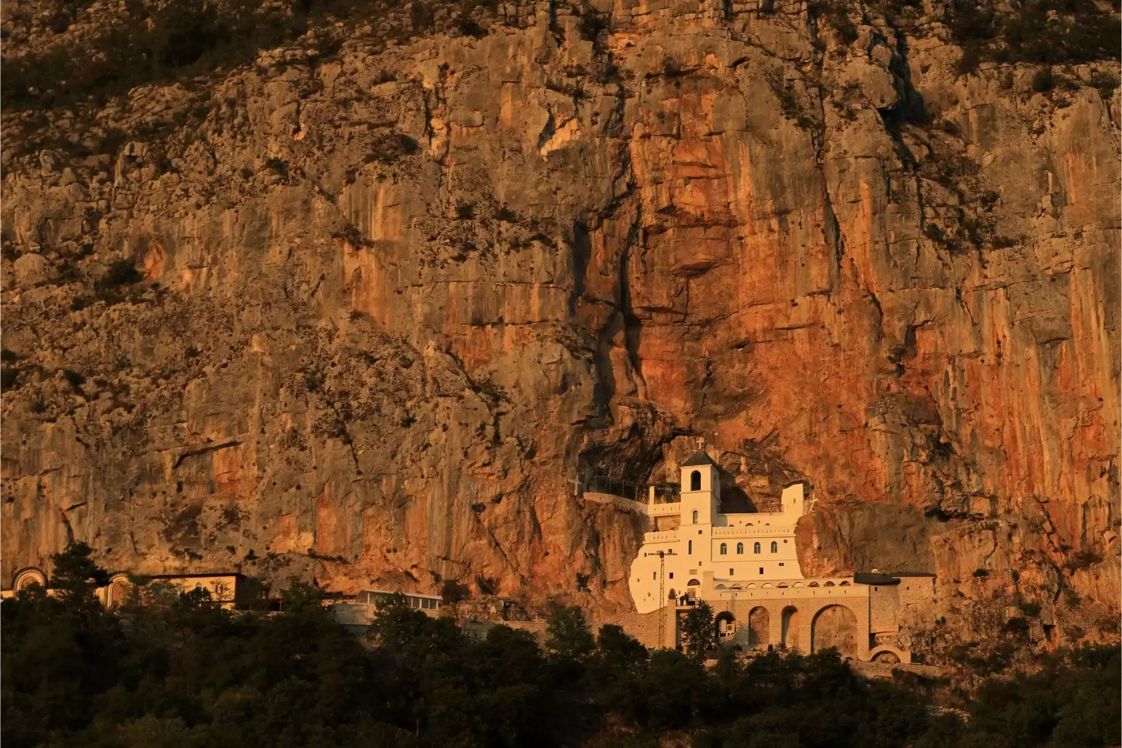 Ostrog Monastery tucked inside a cliff