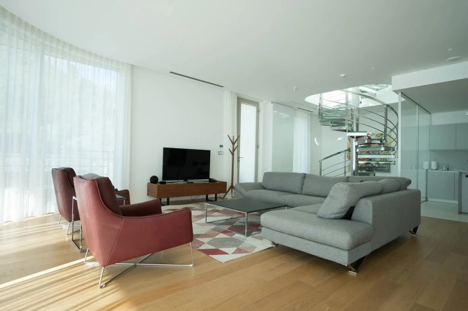 Relaxing living room in Budva penthouse