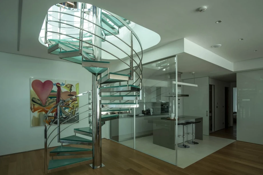 Unique spiral staircase in a Budva apartment