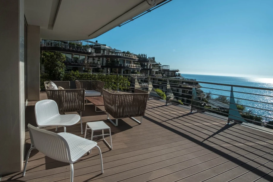 Balcony lounge area that overlooks the Adriatic Sea