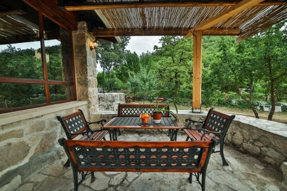 Outdoor sitting area of a villa in the serene part of Cetinje
