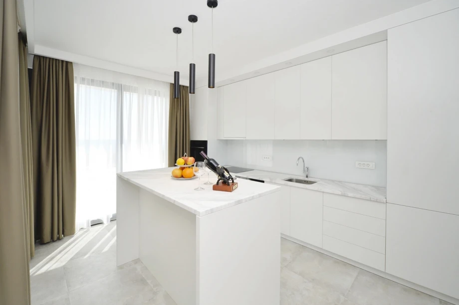 Equipped white kitchen at Starfish Retreat Villa