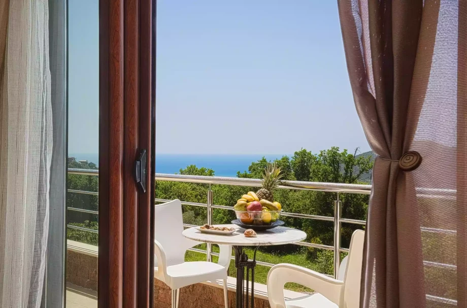 Outdoor table with a view in Budva