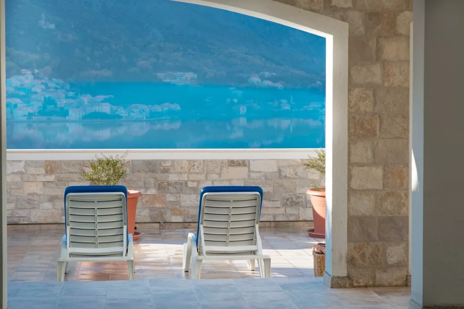 Comfortable sunbeds in private villa