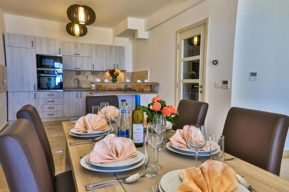 Beautifully decorated dining table at Villa with pool in Budva Montenegro