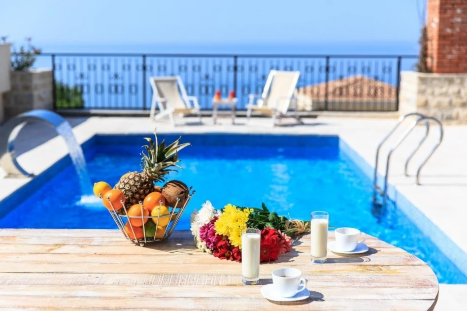 Private outside pool in luxury villa for rent in Budva