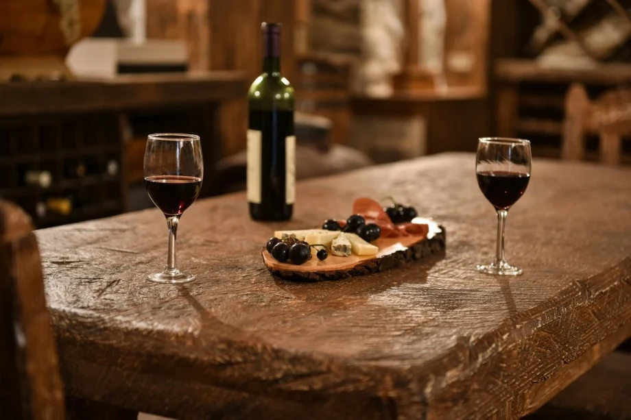 Wine and cheese at Classic Estate Villa in Kotor
