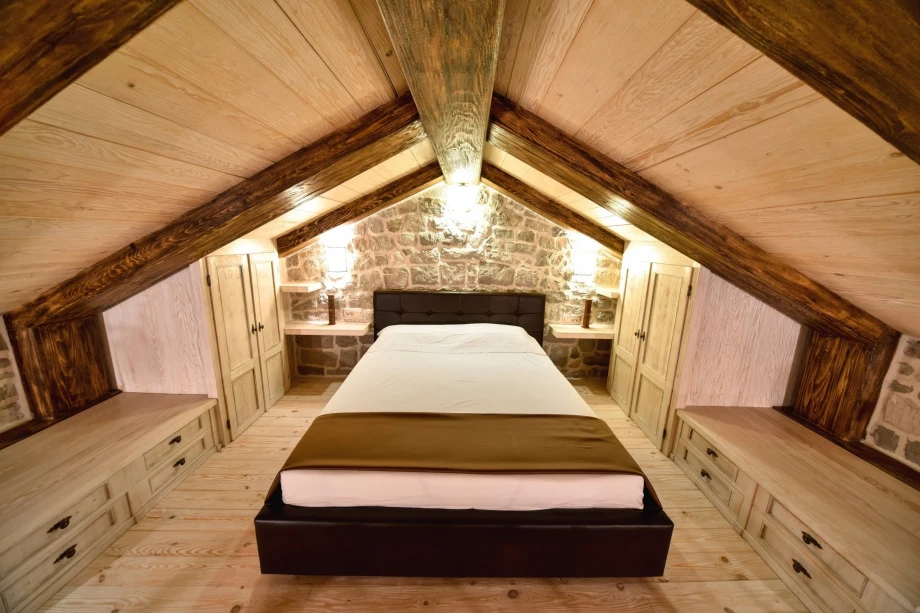 An attic bedroom of a Montenegro villa