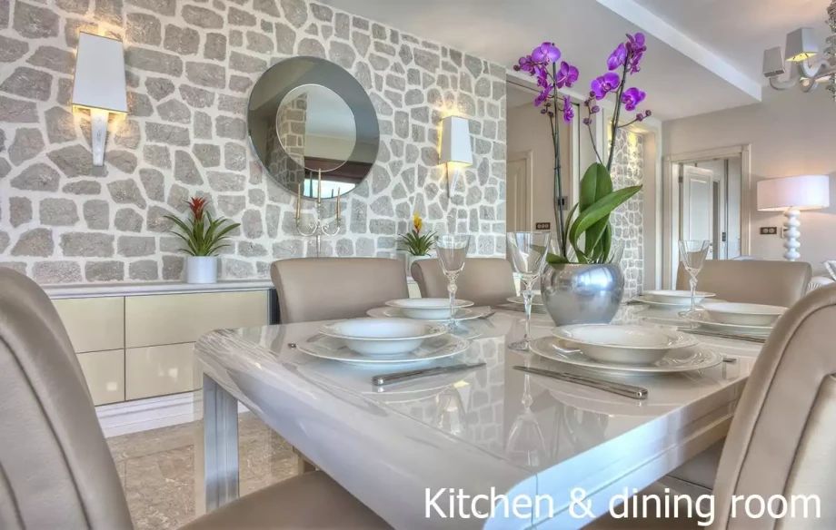 A dining table inside