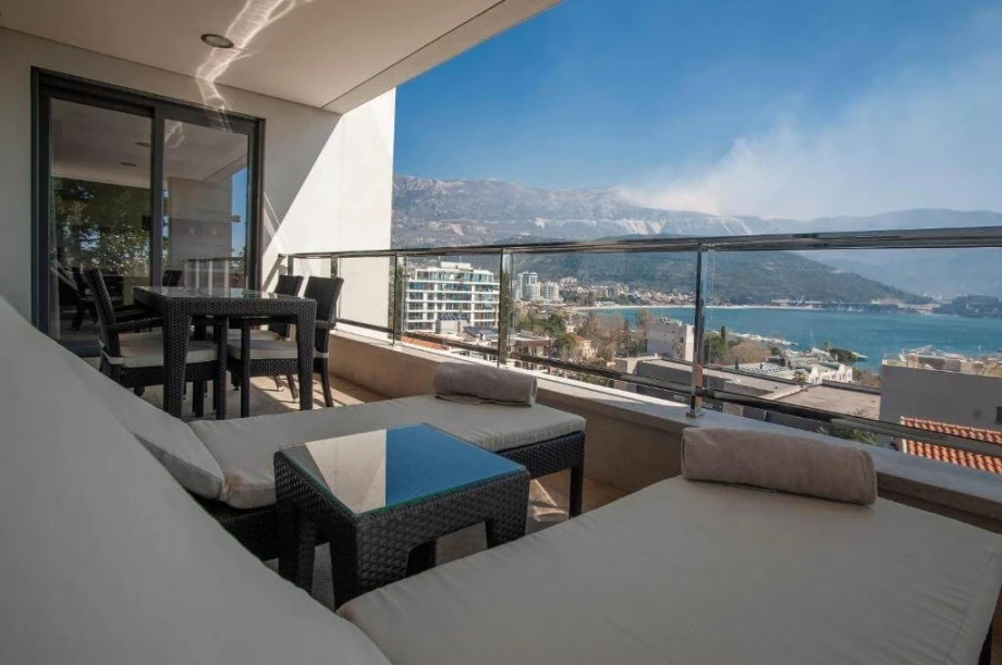 Beautiful view from the terrace of a luxury villa in Budva, Alexandar Suites