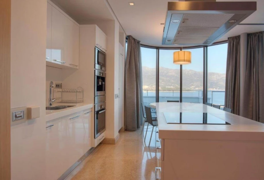 Fully equipped contemporary kitchen inside Alexandar Suite in Budva