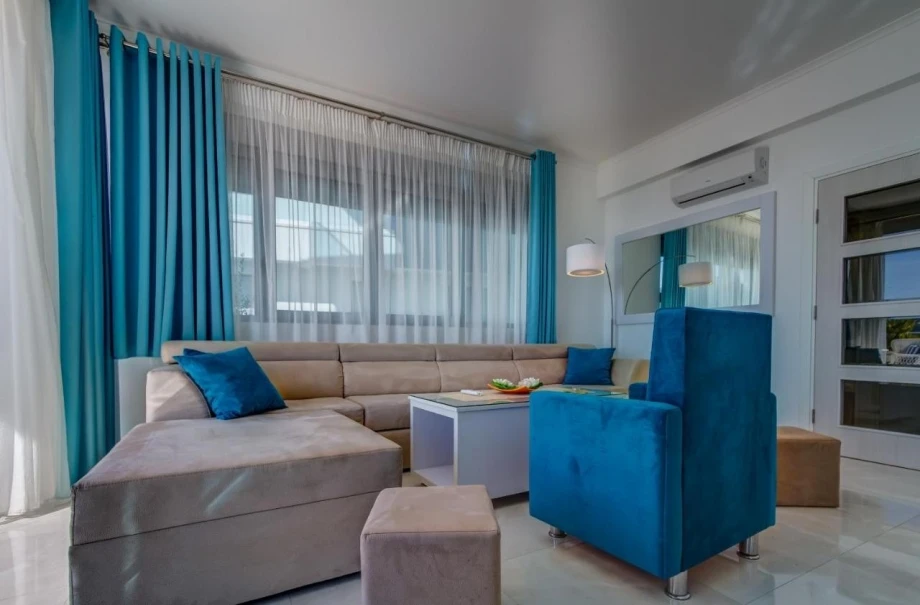 Luxuriously equipped living room with comfortable furniture in Villa Danika