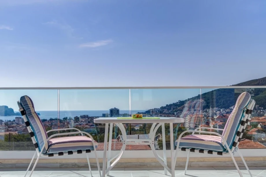 Terrace of Villa Danika which offers amazing views of Budva and its surroundings