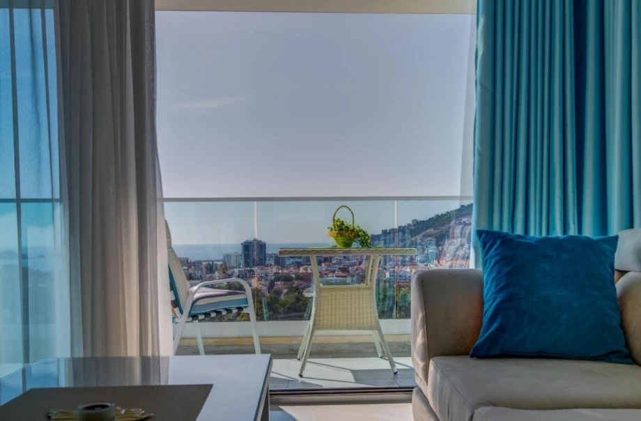 Living room with a terrace overlooking the Adriatic