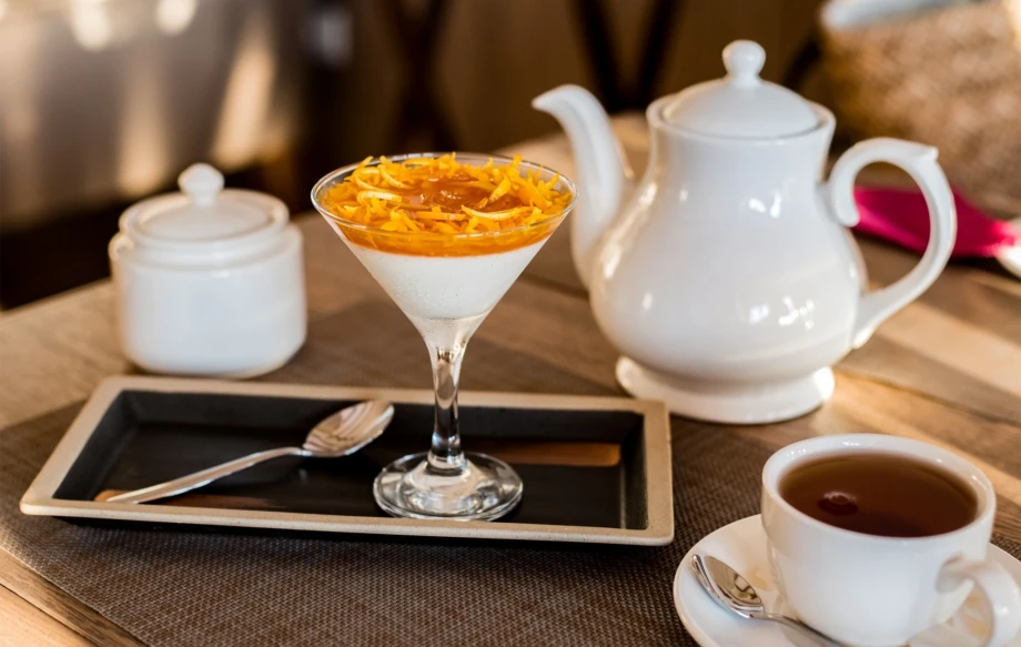 Tea party inside Villa Reef Sands with pool in Montenegro