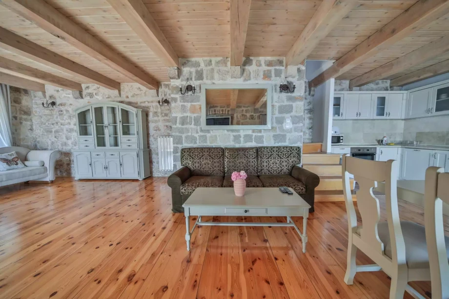 Charming living room inside a Montenegro villa rental