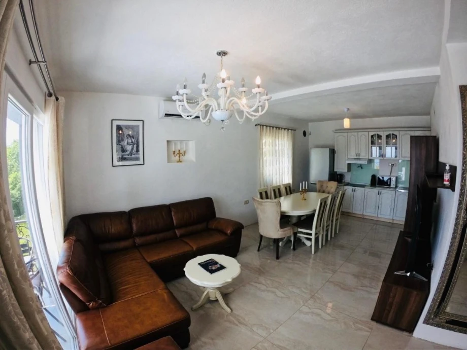 Kitchen and living room inside Vesper Martini Villa in Budva, Montenegro