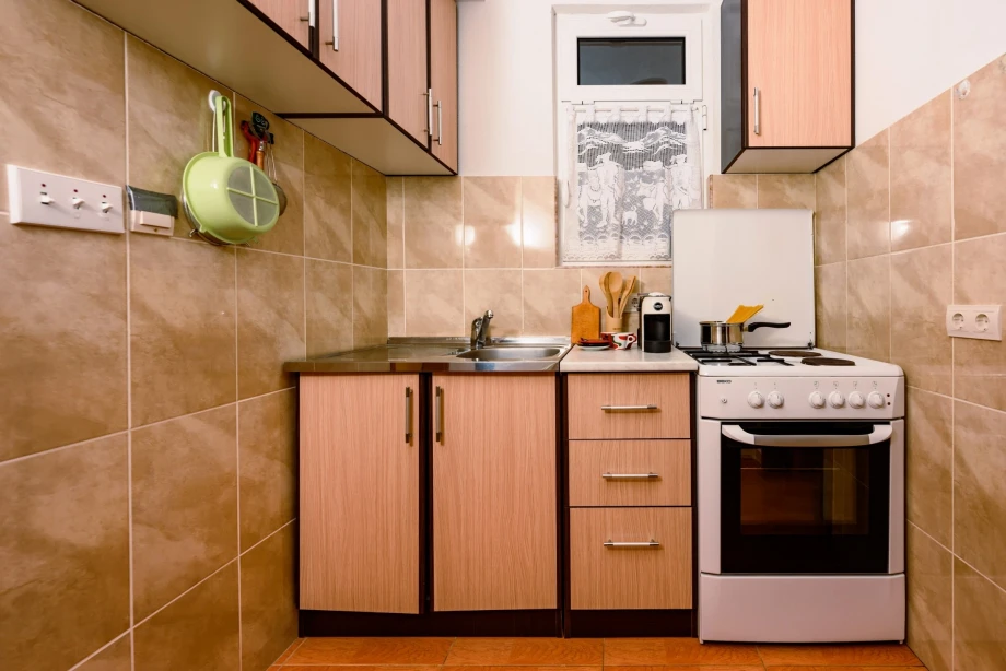 Fully equipped kitchen within a villa in Budva