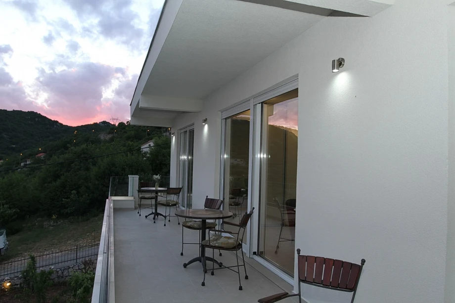 Terrace of Moonstruck Villa overlooking Budva and the Adriatic