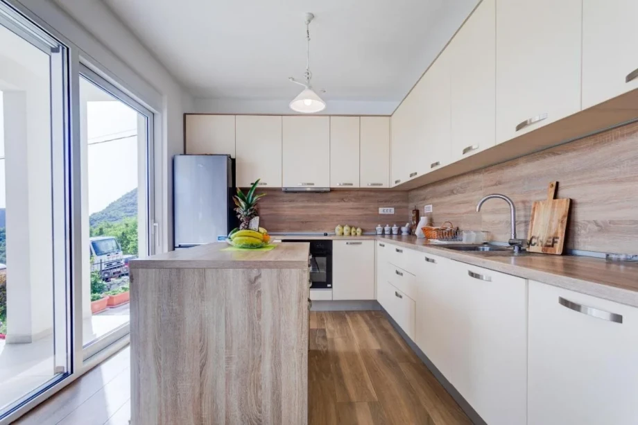 A fully equipped modern kitchen inside Moonstruck Villa in Budva