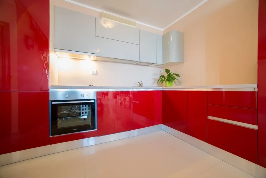Kitchen in red, Luxury Villa in Budva