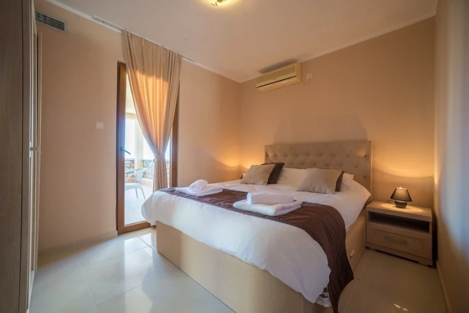 Montenegro villa bedroom with terrace access and breathtaking views
