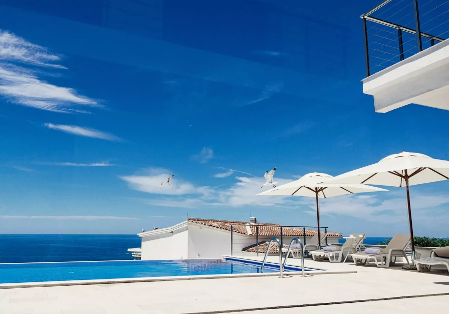 Private pool of a villa in Budva with amazing views