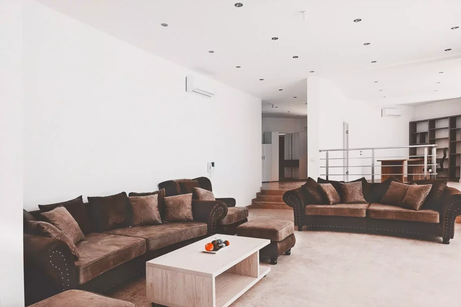 Comfy beige sofas in the Luxury Seaview Villa Krimovica 1