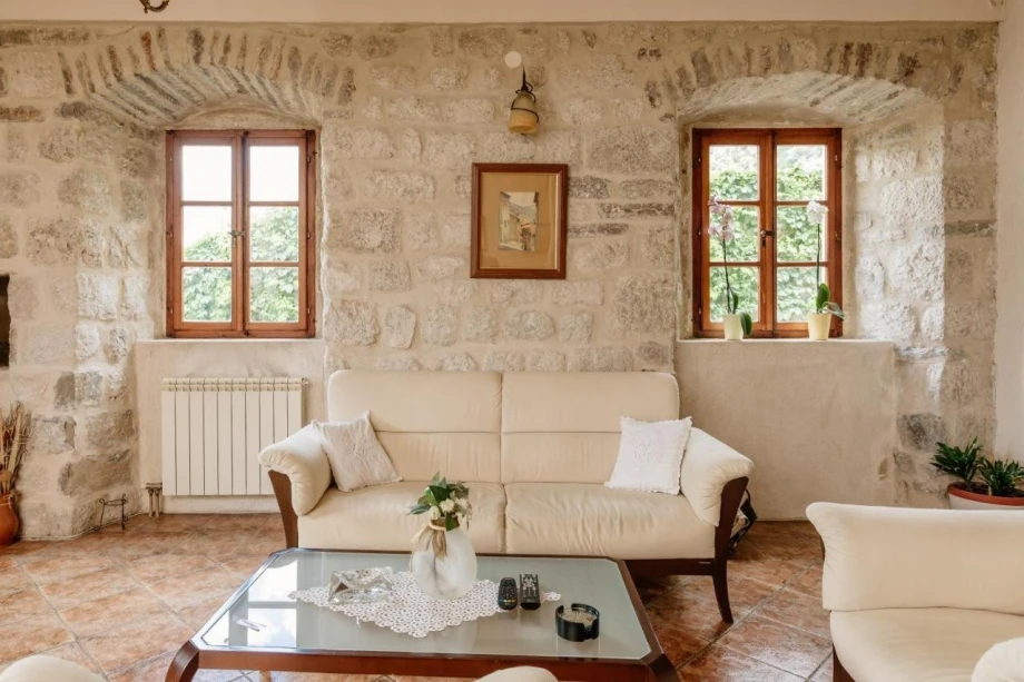Serene interior of a rustic villa in Kotor Montenegro