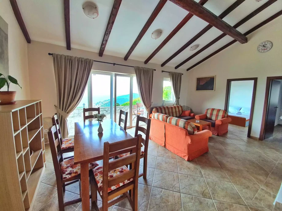 Serene interior of a hilllside villa in Kotor