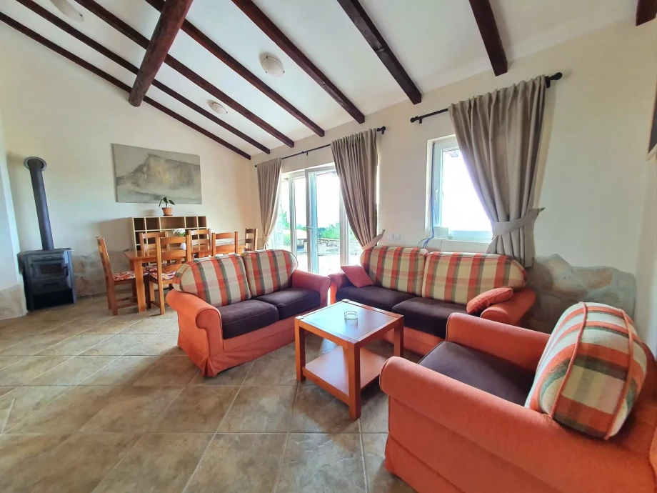 Spacious and bright living room in a Budva villa rental