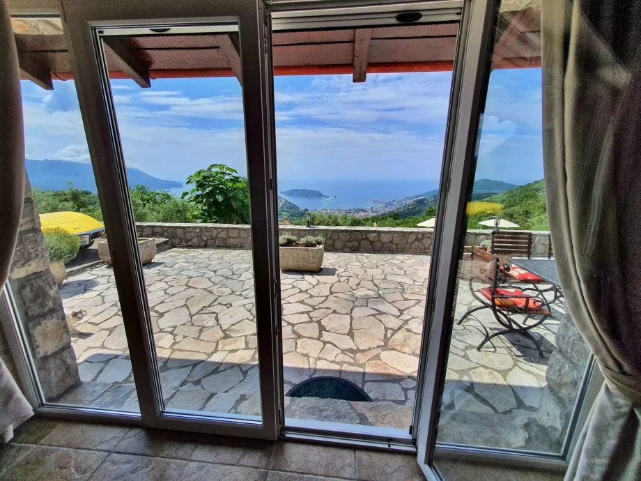 Stunning views of Budva from the stone terrace of Villa Hansel