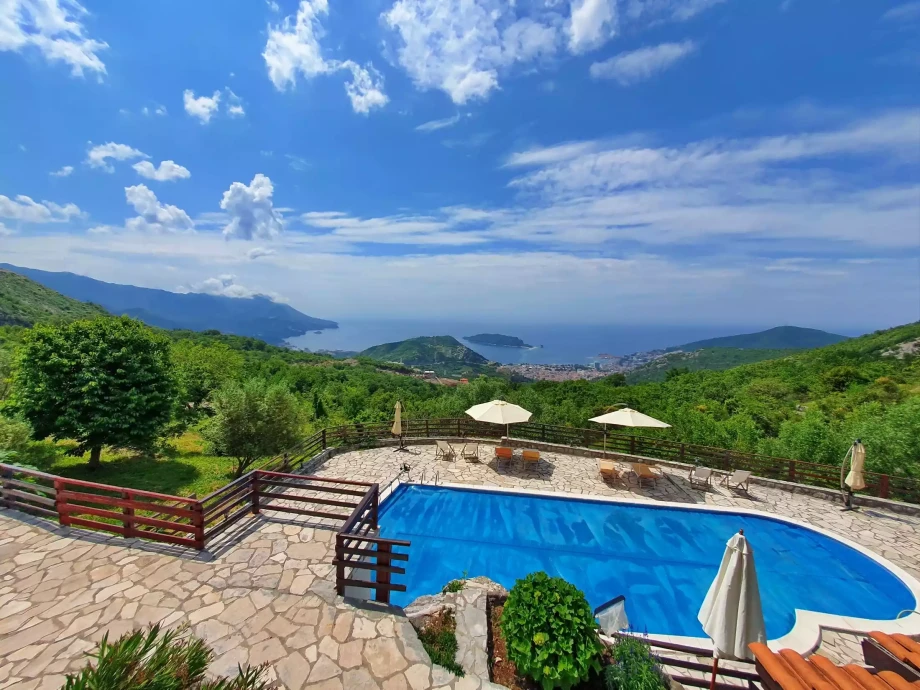 Patio and outdoor pool which overlook the magnificent coast of Budva