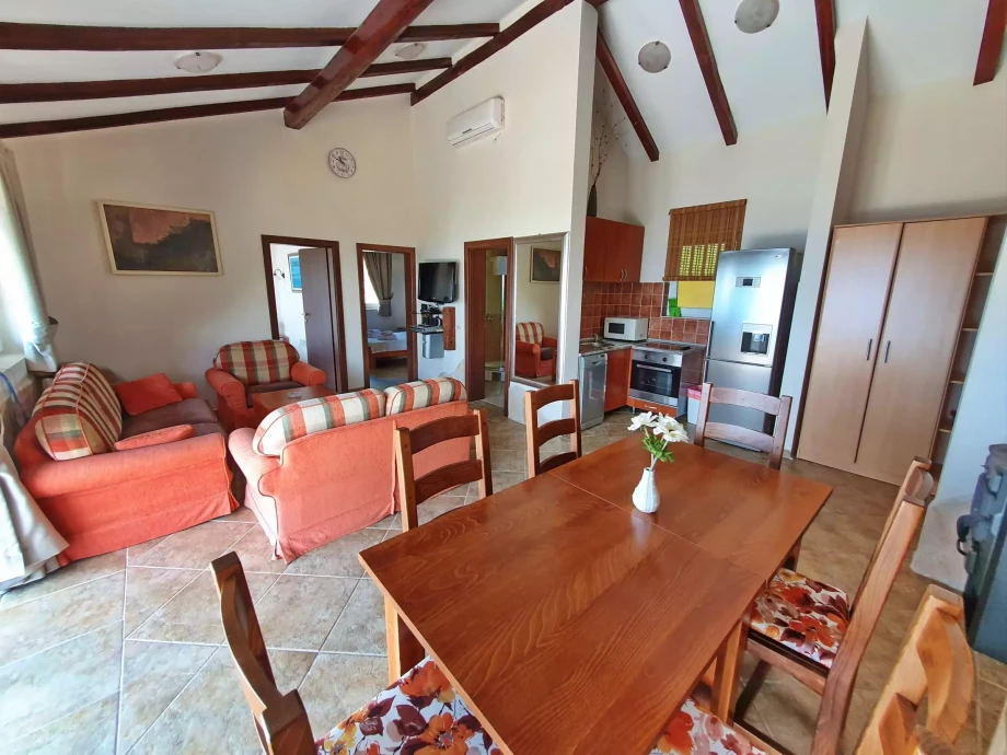 Contemporary interior of a luxury stone villa in Budva