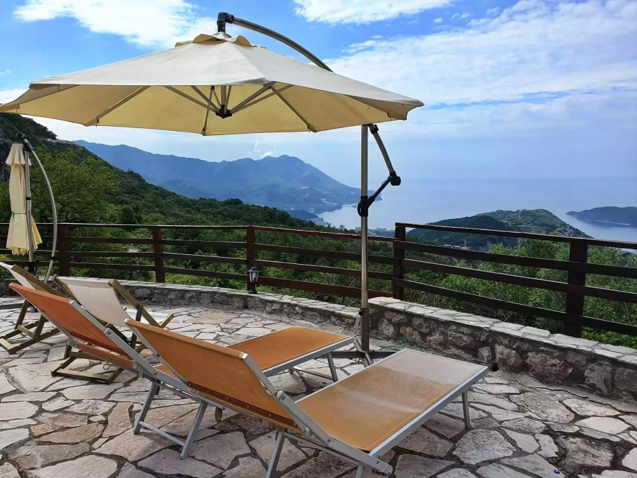 Sundeck chairs which watch over Budva