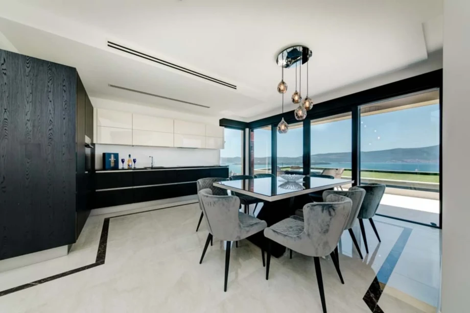 Modern dining area in villa