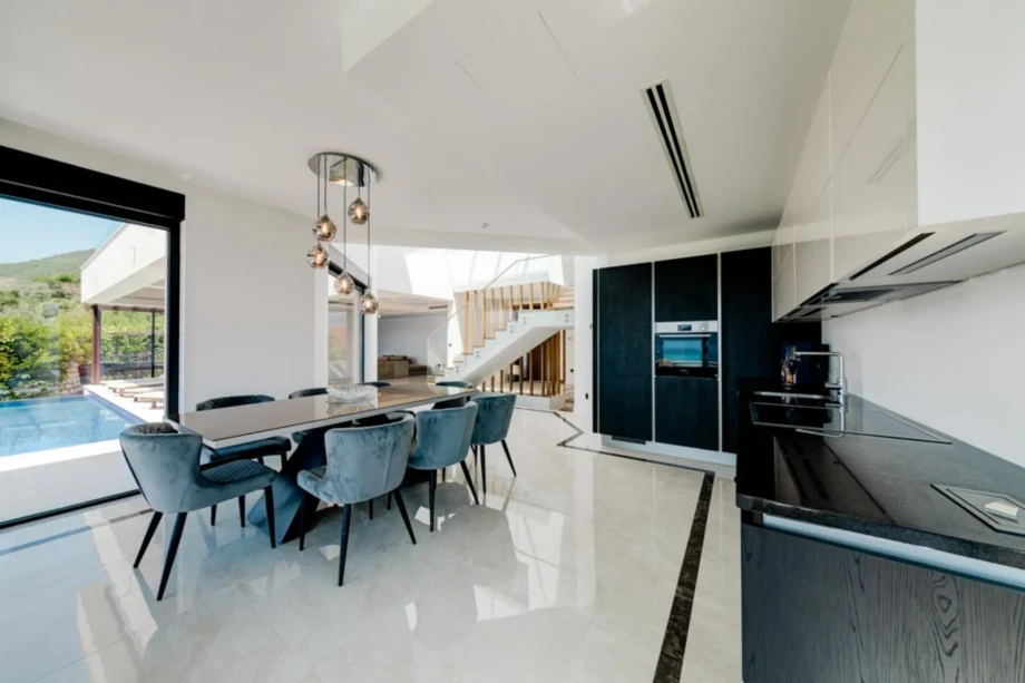 Spacious dining area in villa