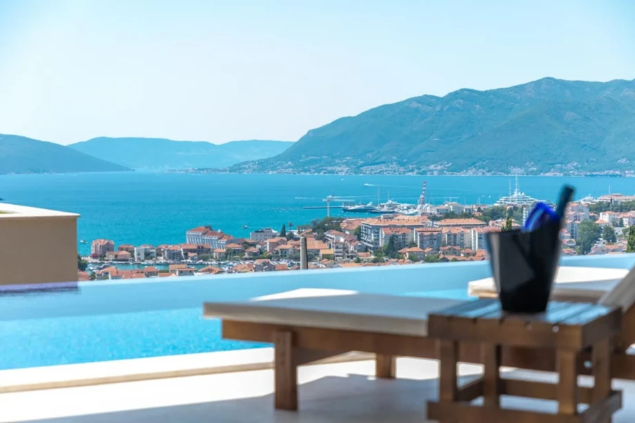 Outdoor area with sun deck chairs