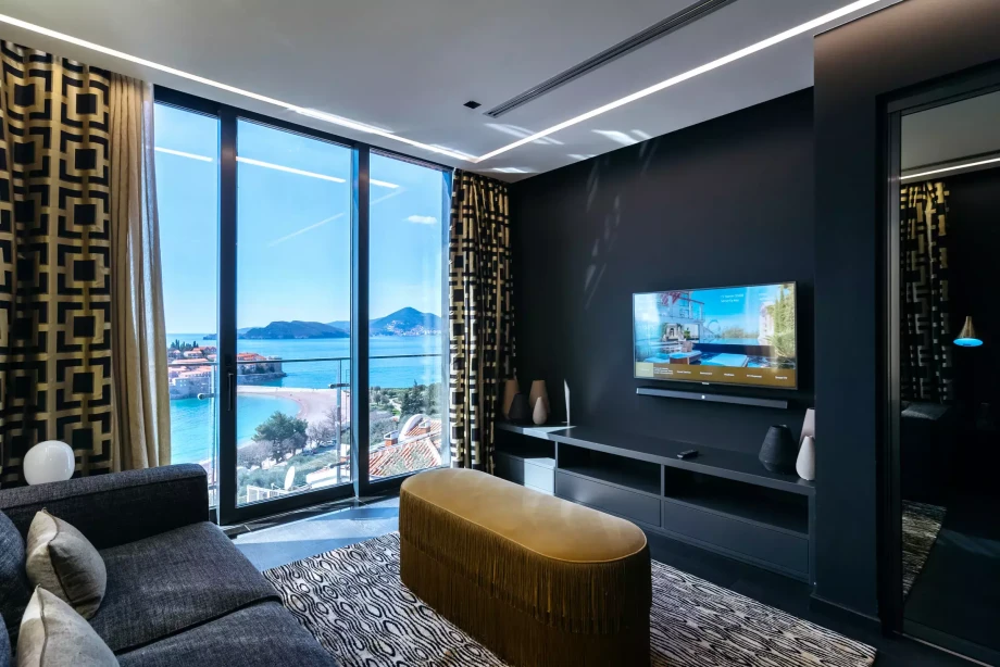 Stylish and Spacious Living Room with Elegant Design in a Montenegro Villa