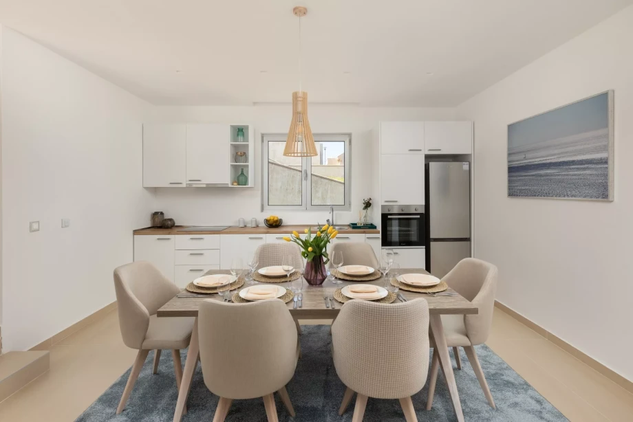 Modern dining area in villa