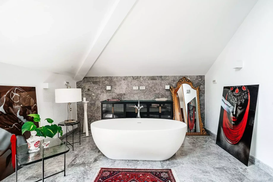 Relaxing Bath Experience in Elegant Villa Bathroom