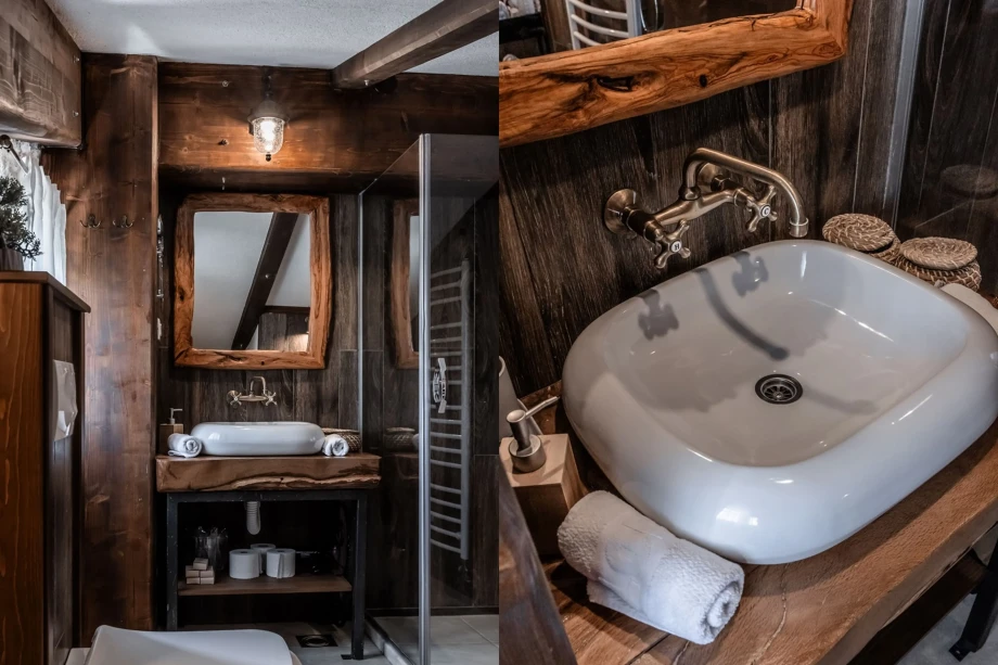 Rustic Wooden Bathroom Design at Villa Andjelija