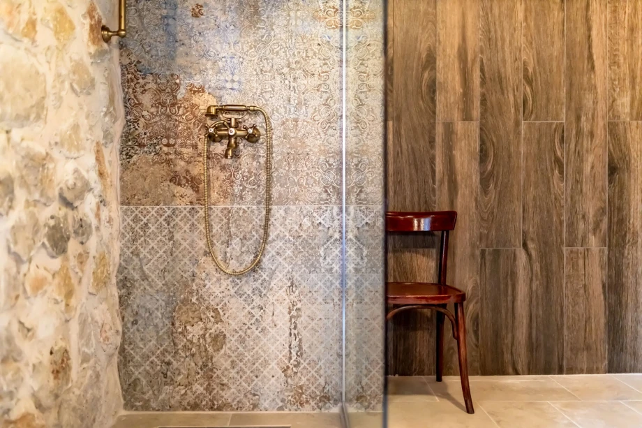 Modern Shower Cabin in the Elegant Bathroom at Villa Andjelija