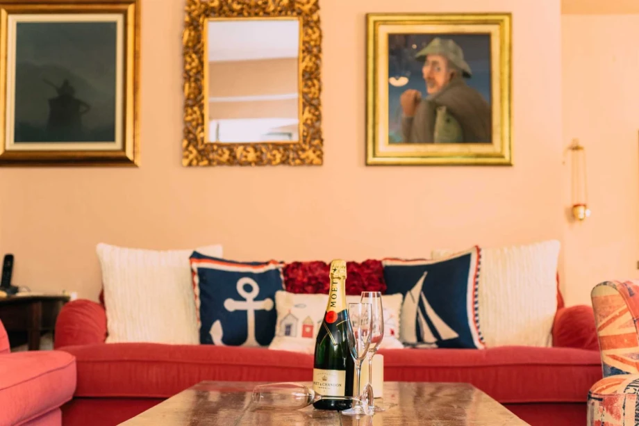 Contemporary Living Room with Art-Inspired Walls