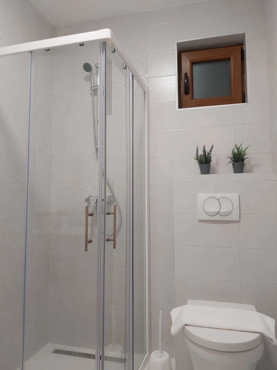 Modern shower cabin in the villa bathroom