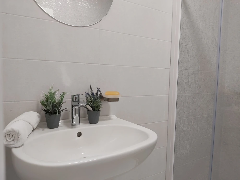 Elegant bathroom sink in the villa's modern design