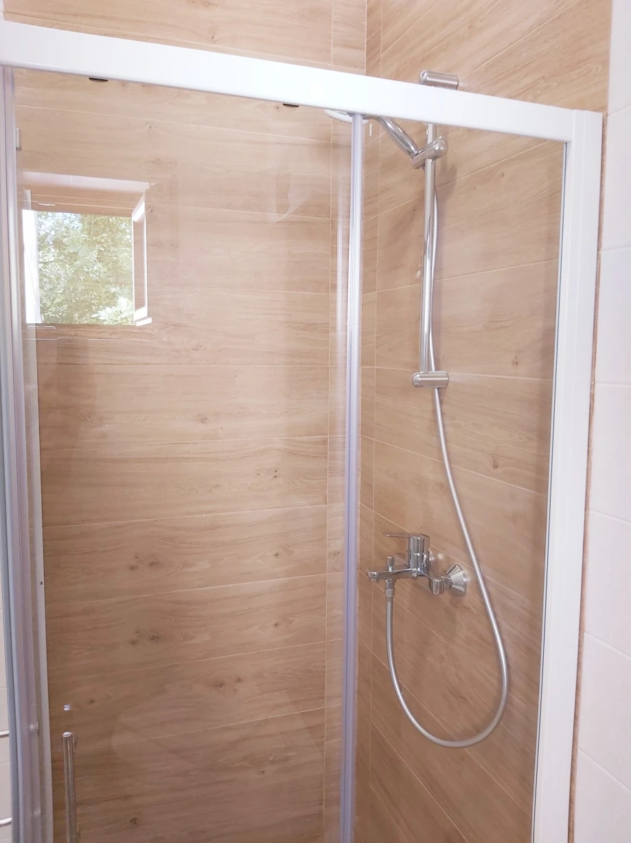 Modern shower cabin in the villa bathroom