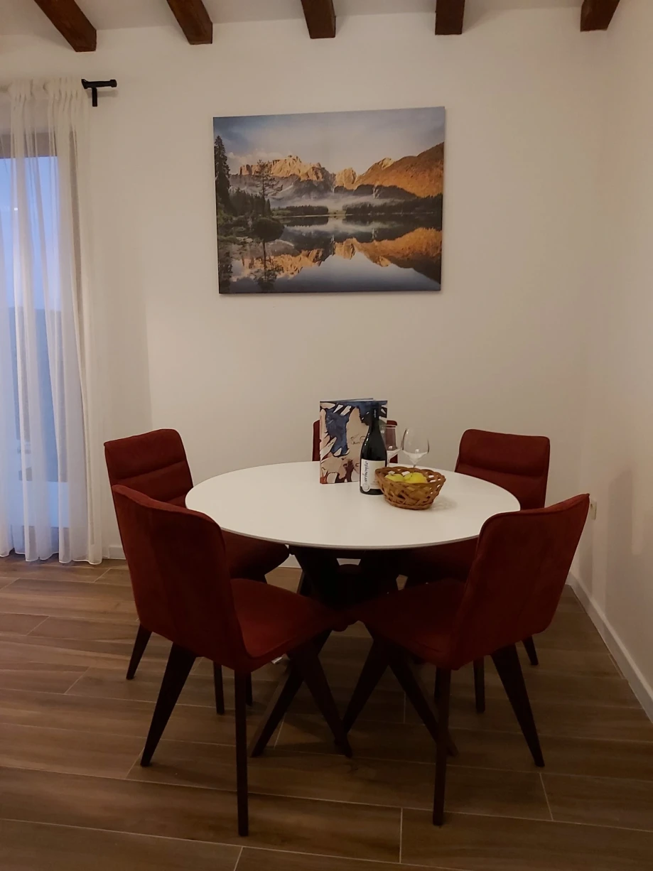 Elegant dining table in the villa’s modern dining area